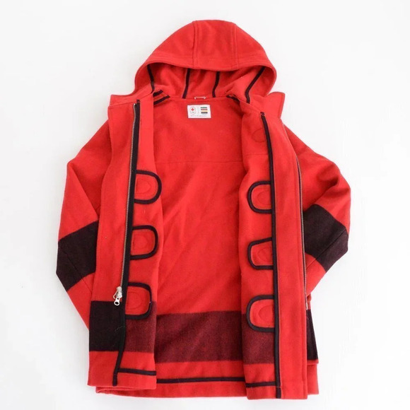 Stylish Red Toggle Pea Coat - Picture 14 of 16